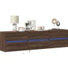 vidaXL Tv-Bänkar>Väggmonterad tv-bänk LEDs brun ek 180x31x45 cm