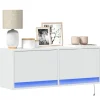 vidaXL Tv-Bänkar>Väggmonterad tv-bänk LEDs vit 100x31x35 cm
