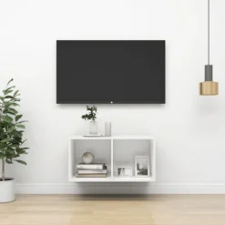 vidaXL Tv-Bänkar>Väggmonterad tv-bänk vit 37x37x72 cm konstruerat trä