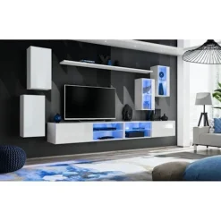 AC-DÉCO Tv-Bänkar>Väggmonterad TV-möbel Switch XXV - L 280 x P 40 x H 140 cm - Vit