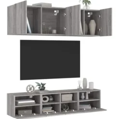 vidaXL Tv-Bänkar>Väggmonterade TV-enheter 5 delar grå sonoma konstruerat trä