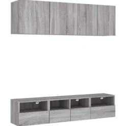 vidaXL Tv-Bänkar>Väggmonterade TV-enheter 5 delar grå sonoma konstruerat trä