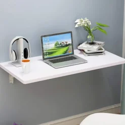 YIXI Småbord>Väggmonterat fällbart bord Höstlövsbord, Fällbart bord i trä, Vägg (Vit)