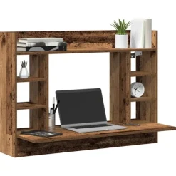 vidaXL Kontorsmöbler>Väggmonterat skrivbord med hylla Gammalt trä 105 x 48 x 75 cm