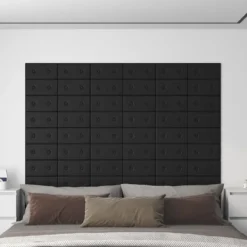 vidaXL Sängar>Väggpaneler 12 st svart 30x15 cm konstläder 0,54 m²