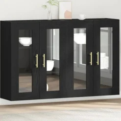 vidaXL Skåp>Väggskåp 2 pcs Svart Ek 69,5 x 34 x 90 cm Konstruerat trä