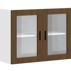 vidaXL Skåp>Väggskåp för kök med glasdörr Porto brun ek