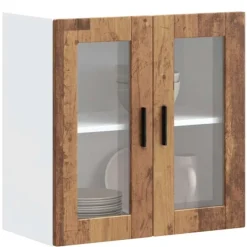 vidaXL Skåp>Väggskåp för kök med glasdörr Porto åldrat trä