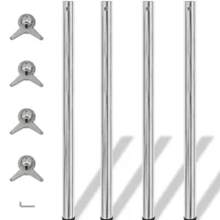 vidaXL Matbord>4 Justerbara bordsben i krom 1100 mm