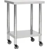 vidaXL Köksö>Arbetsbord med hjul 60x45x85 cm rostfritt stål