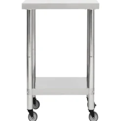 vidaXL Köksö>Arbetsbord med hjul 60x60x85 cm rostfritt stål