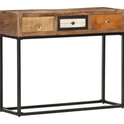 vidaXL Småbord>Avlastningsbord guld 90x30x75 cm massivt återvunnet trä