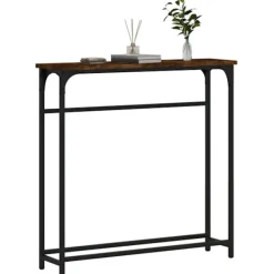 vidaXL Småbord>Avlastningsbord rökfärgad ek 75x19,5x75 cm konstruerat trä