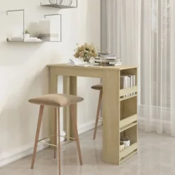 vidaXL Köksö>Barbord med förvaringshyllor sonoma-ek 102x50x103,5 cm