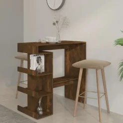 vidaXL Matbord>Barbord med hyllor rökfärgad ek 100x50x101,5 cm konstruerat trä