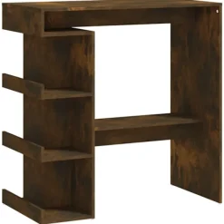 vidaXL Matbord>Barbord med hyllor rökfärgad ek 100x50x101,5 cm konstruerat trä