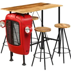 vidaXL Matgrupper>Bargrupp 5 delar massivt mangoträ 120x60x107 cm