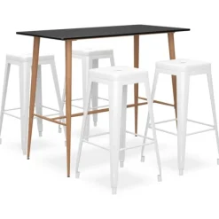 vidaXL Matgrupper>Bargrupp 5 delar och vit