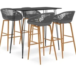 vidaXL Matgrupper>Bargrupp 5 delar och grå