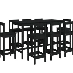 vidaXL Matgrupper>Barmöbler 9 delar massiv furu