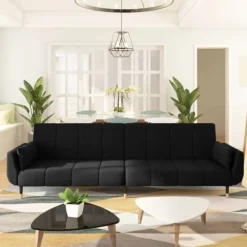 vidaXL Soffor>Bäddsoffa 2-sits med två kuddar sammet