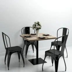 vidaXL Matgrupper>Bistrobord MDF och stål fyrkantigt 80x80x75 cm ekfärgad