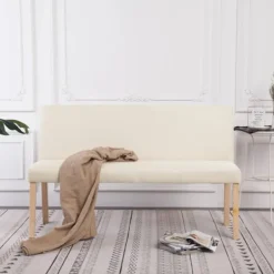 vidaXL Balkongmöbler>Bänk 139,5 cm polyester gräddvit