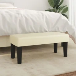 vidaXL Balkongmöbler>Bänk gräddvit 70x30x30 cm konstläder