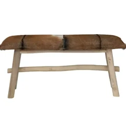 vidaXL Balkongmöbler>Bänk äkta läder teak