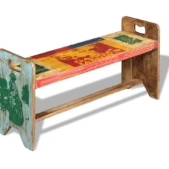 vidaXL Balkongmöbler>Bänk massivt återvunnet trä 100x30x50 cm