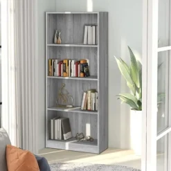 vidaXL Hyllor>Bokhylla 4 hyllor sonoma 60x24x142 cm konstruerat trä