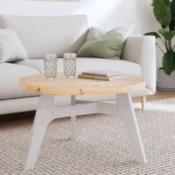 vidaXL Matbord>Bordsskiva rund Ø70x3 cm massiv furu