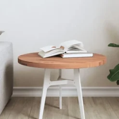 vidaXL Soffbord>Bordsskiva Ø50x2,5 cm rund massivt bokträ