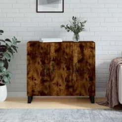 vidaXL Skåp>Byrå rökfärgad ek 90x34x80 cm konstruerat trä