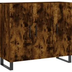 vidaXL Skåp>Byrå rökfärgad ek 90x34x80 cm konstruerat trä