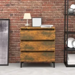 vidaXL Byråer>Byrå rökfärgad ek 60x35x69 cm konstruerat trä