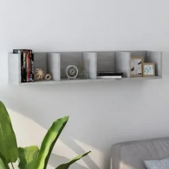 vidaXL Hyllor>CD-hylla betong 100x18x18 cm konstruerat trä