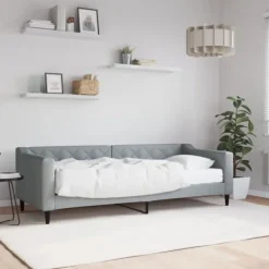 vidaXL Soffor>Dagbädd med madrass ljus 80x200 cm tyg