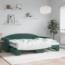 vidaXL Soffor>Dagbädd utdragbar med madrasser mörk 80x200 cm sammet