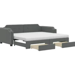 vidaXL Soffor>Dagbädd utdragbar med lådor mörk 90x200 cm tyg
