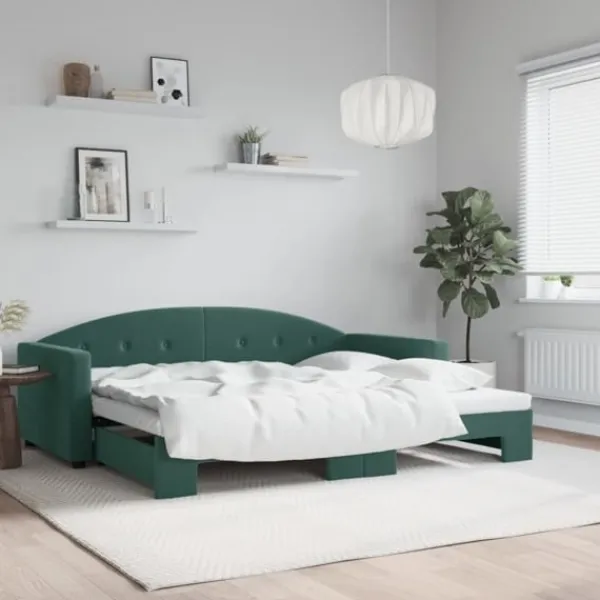 vidaXL Soffor>Dagbädd utdragbar mörk 90x200 cm sammet