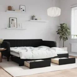 vidaXL Soffor>Dagbädd utdragbar med lådor 90x190 cm sammet