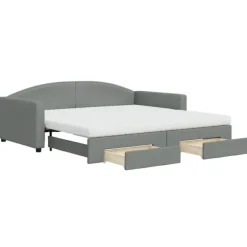 vidaXL Soffor>Dagbädd utdragbar med lådor mörk 100x200 cm tyg