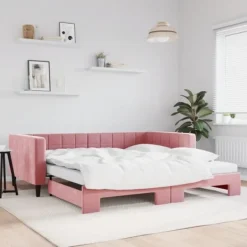 vidaXL Soffor>Dagbädd utdragbar och madrasser 100x200 cm sammet
