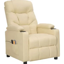 vidaXL Fåtöljer>Elektrisk massagefåtölj gräddvit tyg