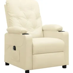 vidaXL Fåtöljer>Elektrisk reclinerfåtölj gräddvit konstläder