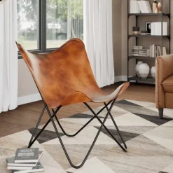 vidaXL Fåtöljer>Fladdermusfåtölj i äkta läder