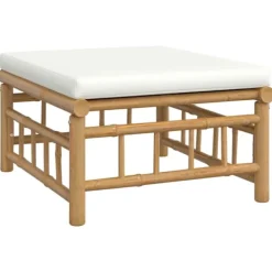 vidaXL Sittpuffar>Fotpall för trädgården med grädd dyna bambu