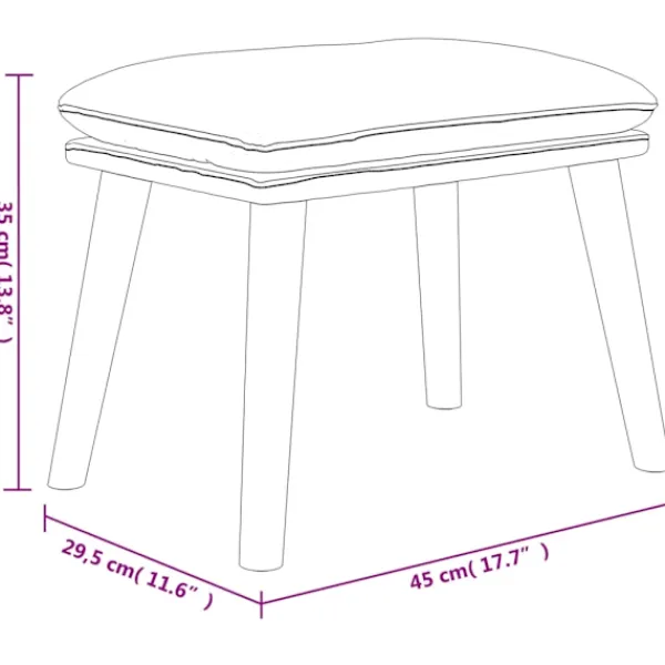 vidaXL Pallar>Fotpall ljus 45x29,5x35 cm sammet