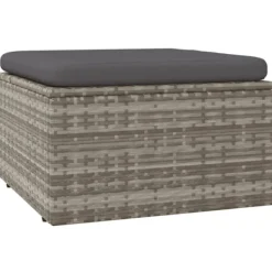 vidaXL Sittpuffar>Fotpall med dyna för trädgården 55x55x30 cm konstrotting